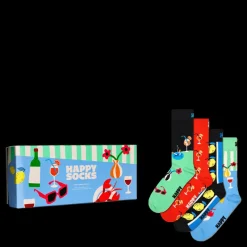 Hot Happy Socks 4-pack Fancy Dinner Socks Gift Light Blue Blå