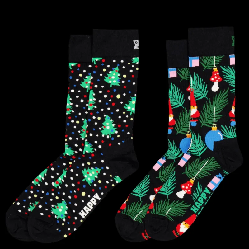 Happy Socks 2-pack Holiday Tree Gift Set Black Flerfärgad New