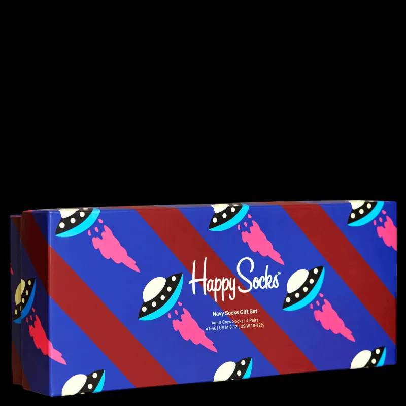 Happy Socks 4-pack Navy Socks Gift Set Burgundy Röd Hot