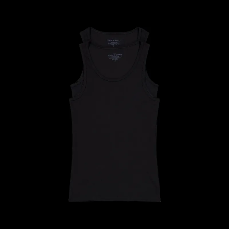 Bread & Boxers 2-pack Tank Ribbed Svart Outlet