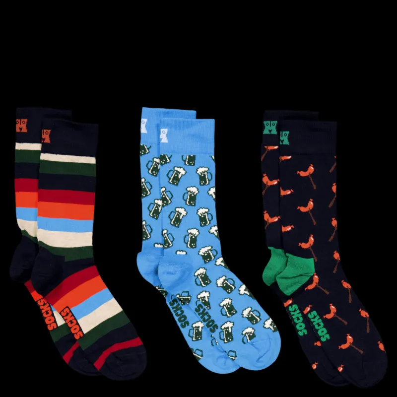 Sale Happy Socks 3-pack Wurst And Beer Socks Gi Navy Gul