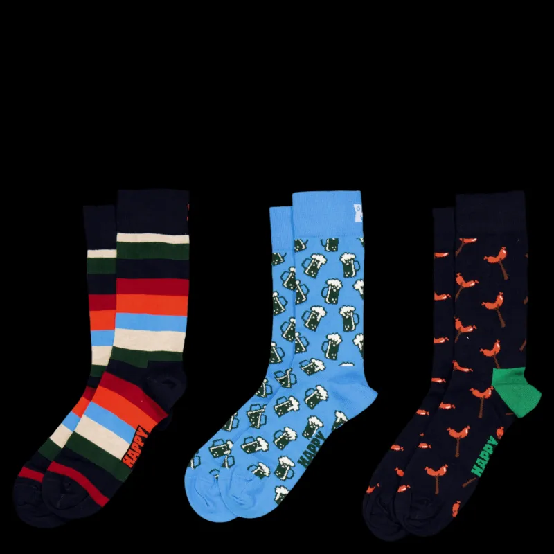 Sale Happy Socks 3-pack Wurst And Beer Socks Gi Navy Gul
