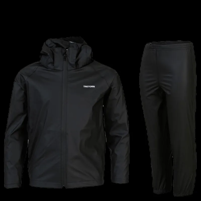 Clearance Tretorn Packable Rain Set Youth Black Svart