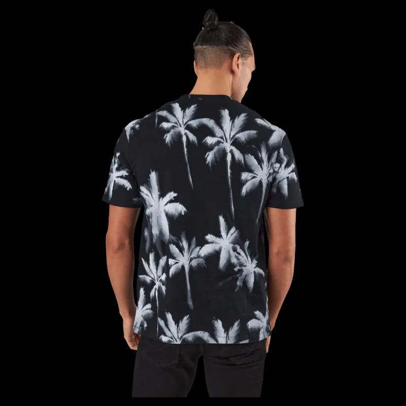 Jack & Jones Palm Tree Print T-shirt Blue Svart Outlet