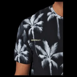 Jack & Jones Palm Tree Print T-shirt Blue Svart Outlet
