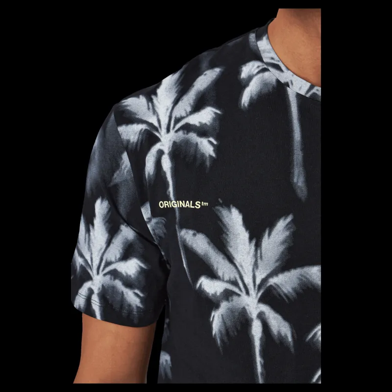 Jack & Jones Palm Tree Print T-shirt Blue Svart Outlet