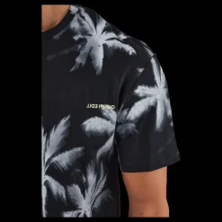 Jack & Jones Palm Tree Print T-shirt Blue Svart Outlet