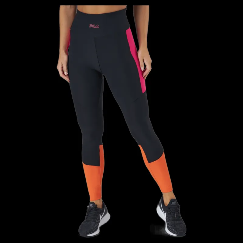 New Fila Paula High Waist 7/8 Tight Black-beetroot Purple-mandarin Svart