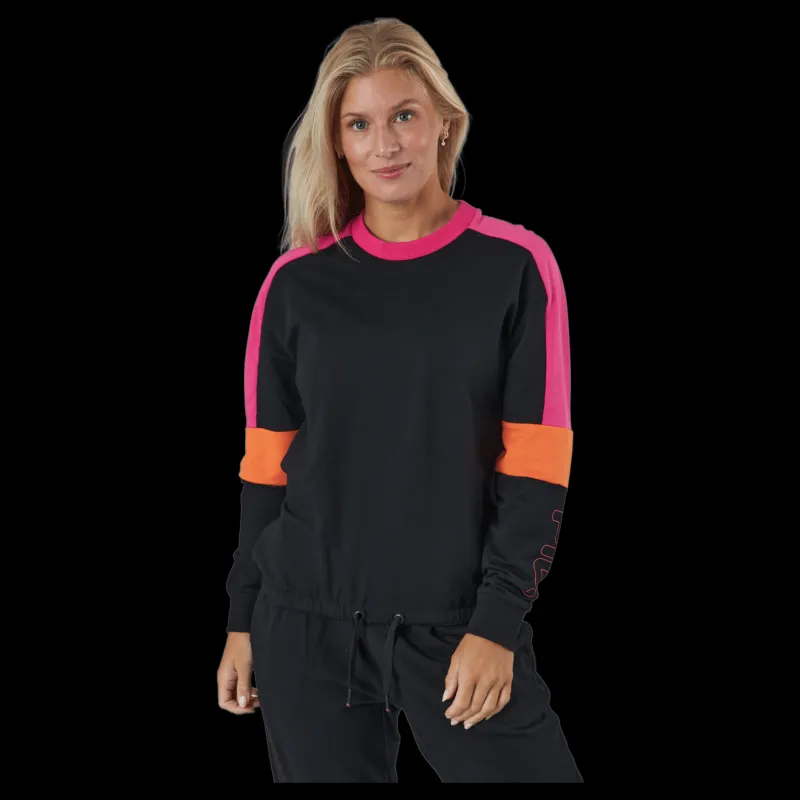 Online Fila Paulina Cropped Crew Sweat Black-beetroot Purple-mandarin