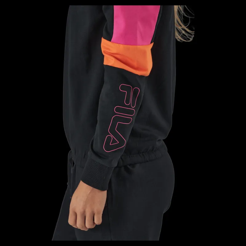 Online Fila Paulina Cropped Crew Sweat Black-beetroot Purple-mandarin