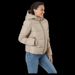 New Pieces Pcbee New Short Puffer Jacket Silver Mink Beige