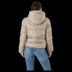 New Pieces Pcbee New Short Puffer Jacket Silver Mink Beige