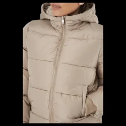 New Pieces Pcbee New Short Puffer Jacket Silver Mink Beige