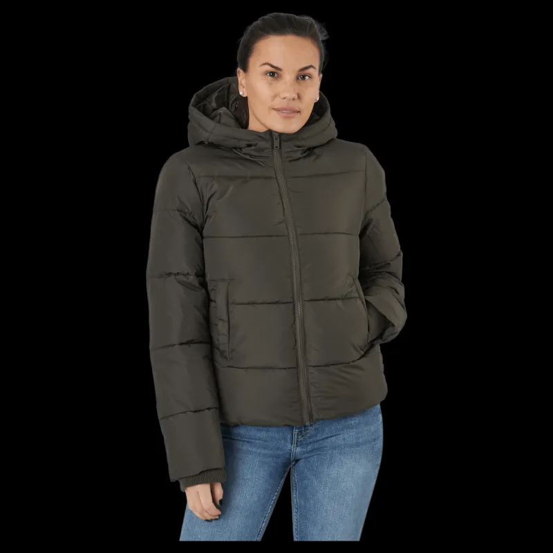 Pieces Pcbee New Short Puffer Jacket Black Olive Svart Sale