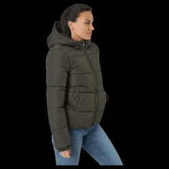 Pieces Pcbee New Short Puffer Jacket Black Olive Svart Sale