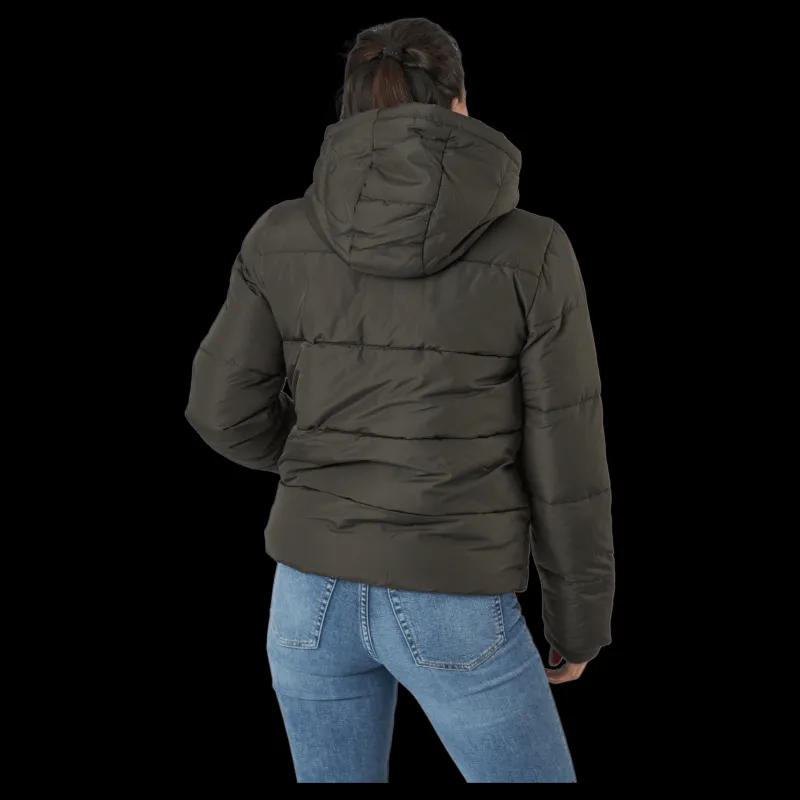 Pieces Pcbee New Short Puffer Jacket Black Olive Svart Sale