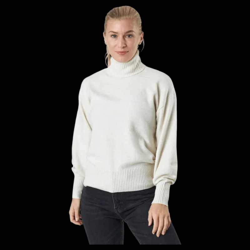 Pieces Pccava Ls High Neck Knit Bc Birch Vit Outlet