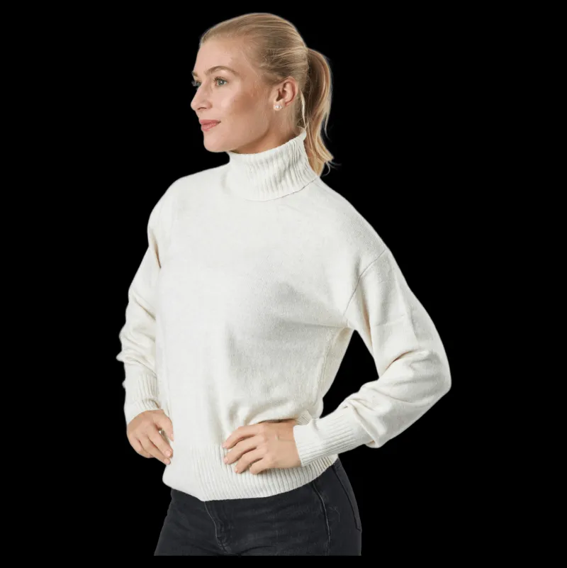 Pieces Pccava Ls High Neck Knit Bc Birch Vit Outlet