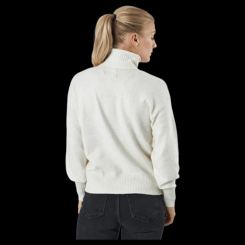 Pieces Pccava Ls High Neck Knit Bc Birch Vit Outlet