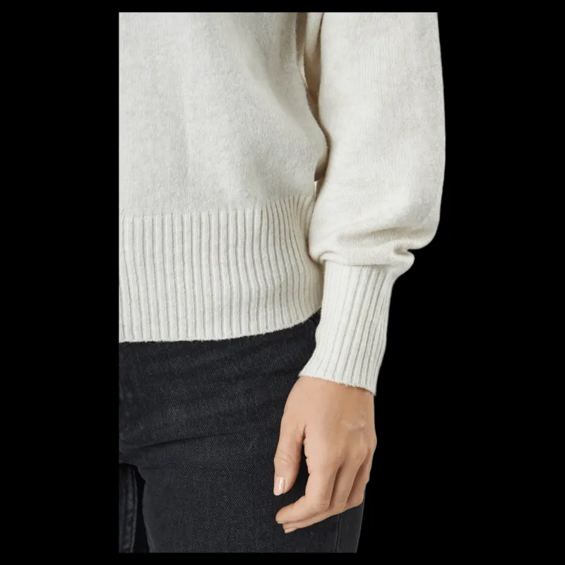 Pieces Pccava Ls High Neck Knit Bc Birch Vit Outlet
