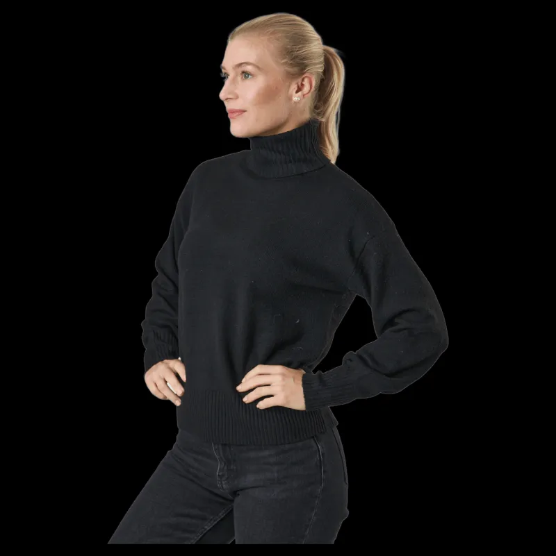 Pieces Pccava Ls High Neck Knit Bc Black Svart Outlet