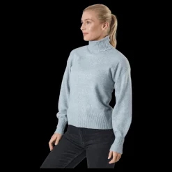 Outlet Pieces Pccava Ls High Neck Knit Bc Light Grey Melange Grå
