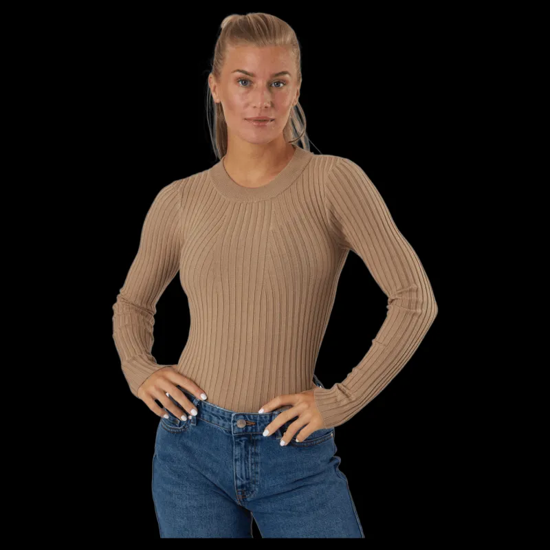 Pieces Pccrista Ls O-neck Knit Bc Silver Mink Rosa Best