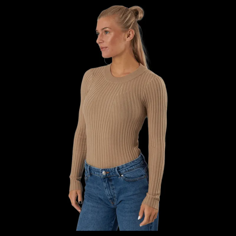 Pieces Pccrista Ls O-neck Knit Bc Silver Mink Rosa Best