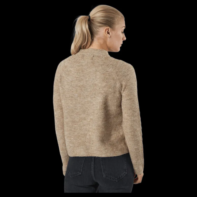 New Pieces Pcellen Ls O-neck Knit Bc Silver Mink Brun