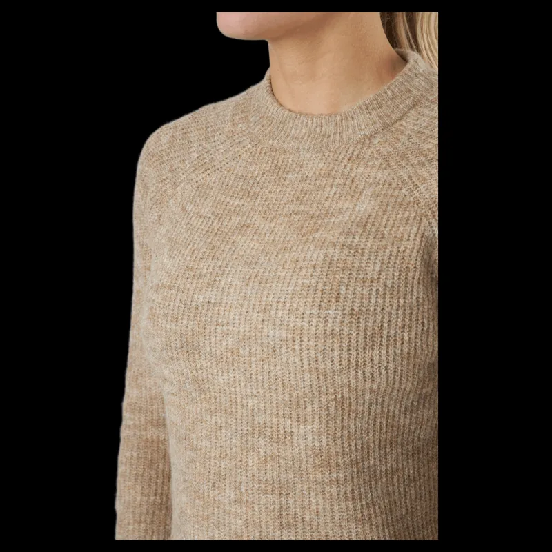 New Pieces Pcellen Ls O-neck Knit Bc Silver Mink Brun