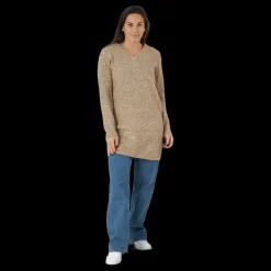 Outlet Pieces Pcellen Ls V-neck Knit Dress Silver Mink Beige