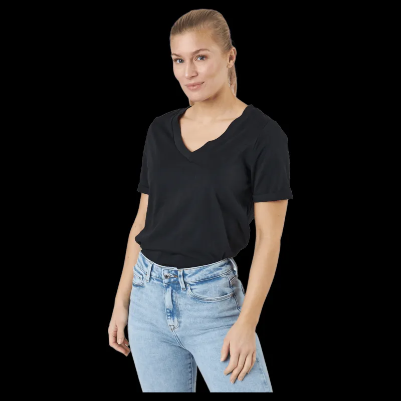 Pieces Pcria Ss V-neck Solid Tee Bc Black Svart