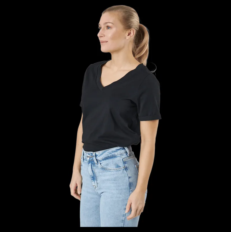 Pieces Pcria Ss V-neck Solid Tee Bc Black Svart