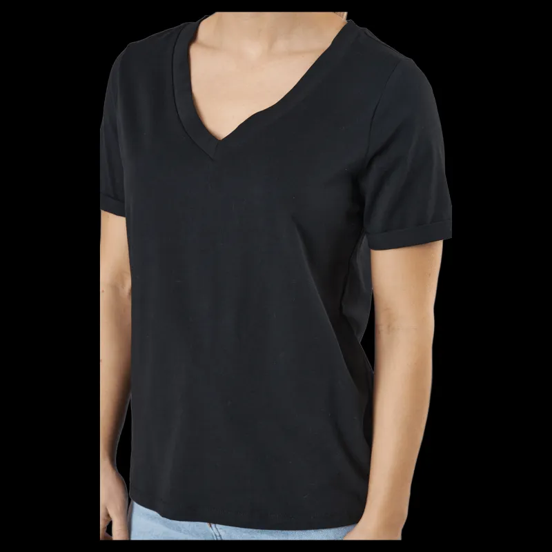 Pieces Pcria Ss V-neck Solid Tee Bc Black Svart
