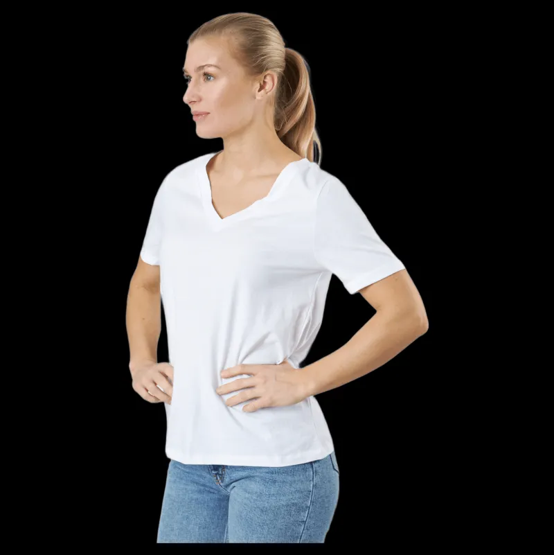 Pieces Pcria Ss V-neck Solid Tee Bc Bright White Vit Clearance