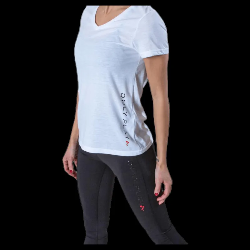 Only Play Performance Athl V-Neck Ss Tee White Vit Online