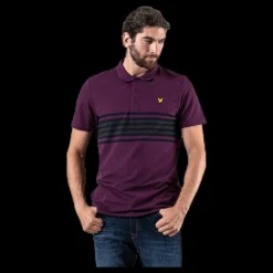 Online Lyle & Scott Plus Stripe Polo Blue Blå