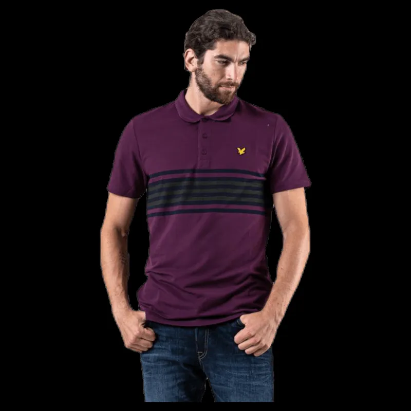 Online Lyle & Scott Plus Stripe Polo Blue Blå
