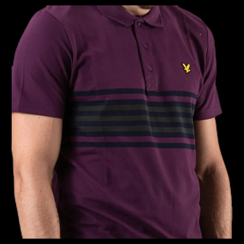 Online Lyle & Scott Plus Stripe Polo Blue Blå