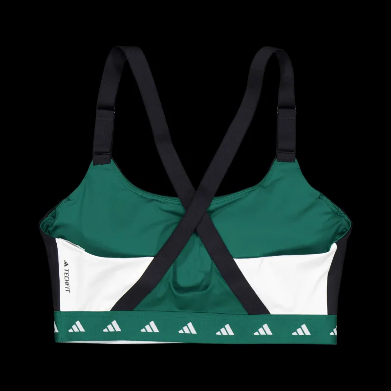 adidas Powerimpact Training Medium-Support Techfit Colorblock Bra Collegiate Green Grön Outlet