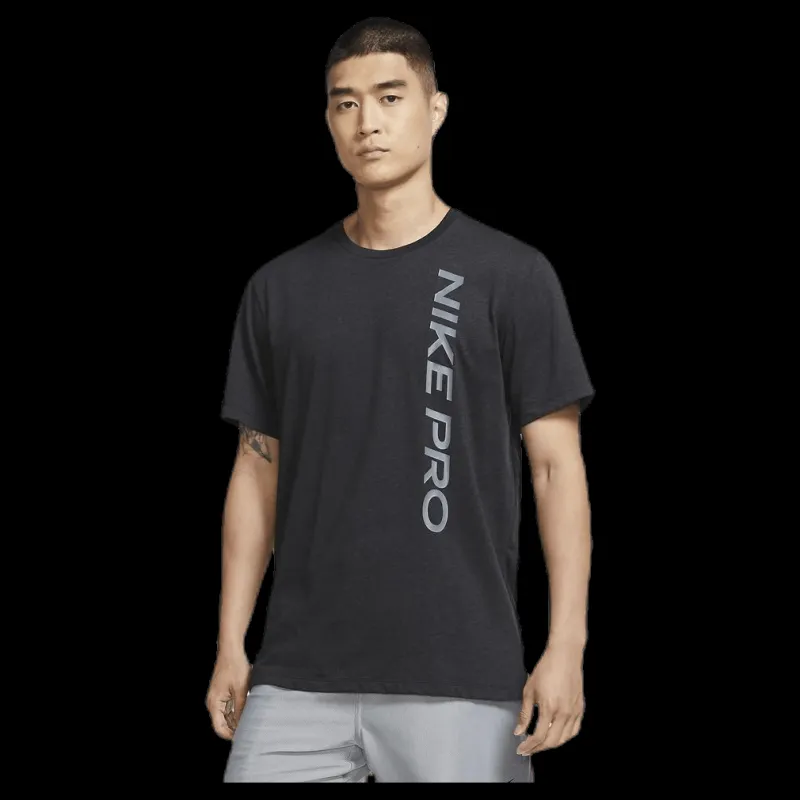 Clearance Nike Pro Burnout SS Top Black/Grey Svart