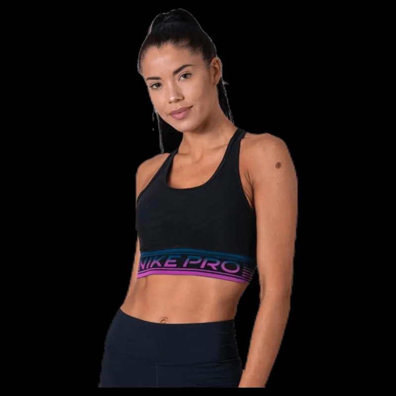 Discount Nike Pro Medium Pad Mesh Bra Black Svart