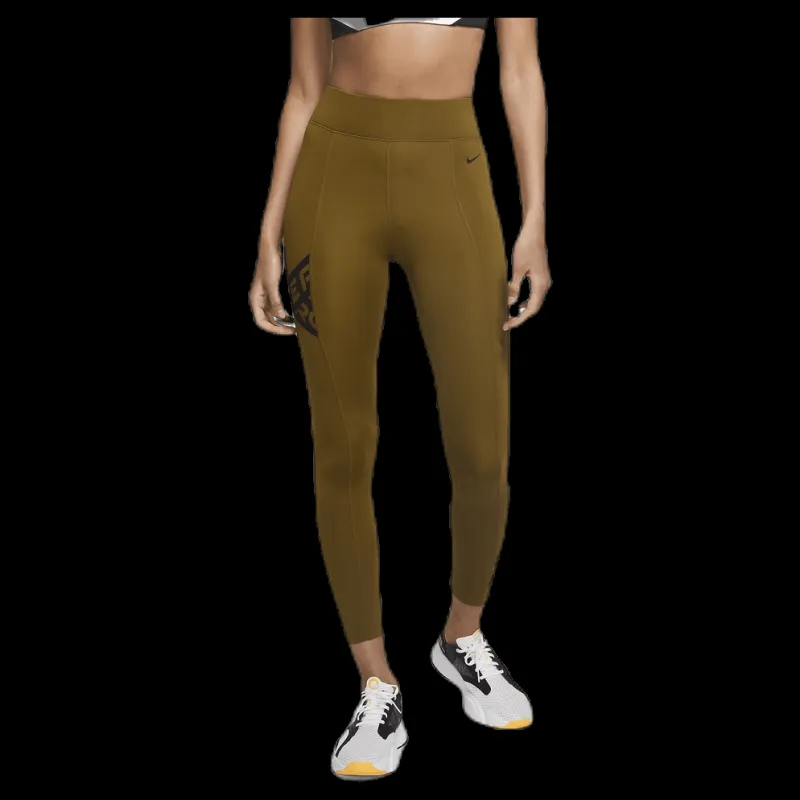 New Nike Pro Tight 7/8 Trompe L Black/Green Brun