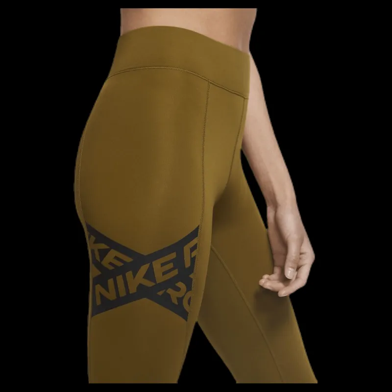 New Nike Pro Tight 7/8 Trompe L Black/Green Brun
