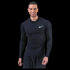 Clearance Nike Pro Top LS White/Black Svart