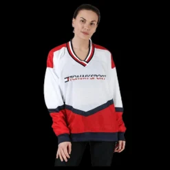 Tommy Hilfiger Sport Pull Over Jacket With Iconic Rib Red Clearance