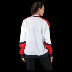 Tommy Hilfiger Sport Pull Over Jacket With Iconic Rib Red Clearance