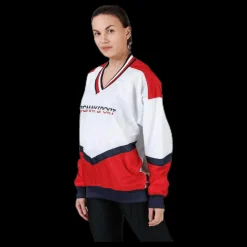 Tommy Hilfiger Sport Pull Over Jacket With Iconic Rib Red Clearance
