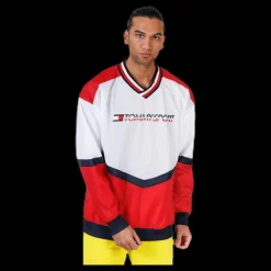 Tommy Hilfiger Sport Pull Over Jacket With Rib Red Röd New