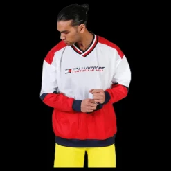 Tommy Hilfiger Sport Pull Over Jacket With Rib Red Röd New